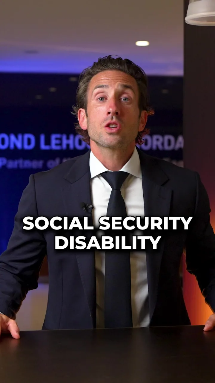 Still from a Pond Lehocky Disability ad: a lawyer speaks to camera under the caption 'Social Security Disability'.